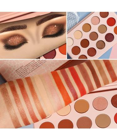 Neutral Eyeshadow Palette - Rose Gold Smokey Red Brown Highly Pigmented Matte Shimmer and Metallic 15 Colors Eye Shadow Pallet - DE LANCI Professional Warm Natural Tone Bronze Eyeshadow For Beginners - Buy Online on SooperMarket.com