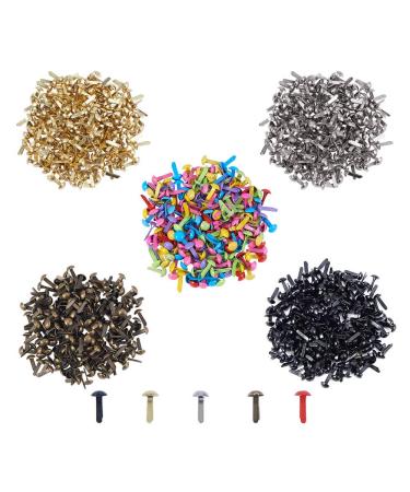 PH PandaHall 1000pcs Mini Brads Fasteners 5 Colors Metal Paper Fasteners Iron Scrapbooking Brads Pastel Brads for Art Crafting School Project Decorative Scrapbooking DIY Supplies 4.5x8mm Mixed 5 Colors(1000 Pcs)