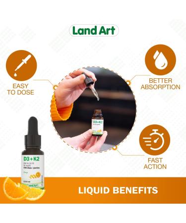 Certified Organic Vitamin D3 & K2 (MK7-Natto) - 490 Drops- Support Your Bones Immune System - Non-GMO - Gluten Free - Made in Canada (13.5 ml (Pack of 1)) - Buy Online on SooperMarket.com
