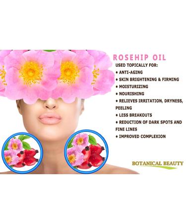 Pure Rosehip Oil 4 Fl. oz - Natural Anti-Aging Moisturizer for Face Body Hair & Nails | Botanical Beauty - Buy Online on SooperMarket.com