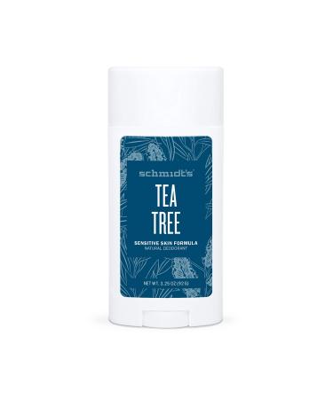 Schmidt's Aluminum Free Natural Deodorant for Women and Men, Tea Tree for Sensitive Skin with 24 Hour Odor Protection, Certified Cruelty Free, Vegan Deodorant, 3.25 oz Tea Tree 3.25 Ounce (Pack of 1)