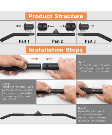SERTT 39.37 LAT Pulldown Bar Attachment with Rubber Handle - Gym Accessories for Strength Training and Muscle Building - Buy Online on SooperMarket.com