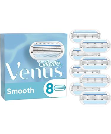 Gillette Venus Smooth Razor Blades Women 8 Replacement Blades for Women's Razors with 3-blade 8 pieces (1 pack) Old