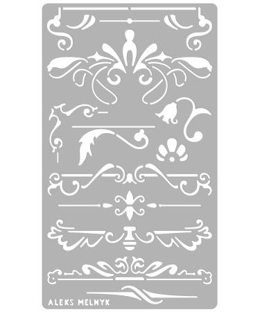 Aleks Melnyk 7 Metal Journal Stencil  Wood Burning  Flowers and Vines  Ornament  Vintage  Stencil Patterns  Pyrography  Engraving  Template for Painting on Wood  Furniture Crafts  Bullet Journaling