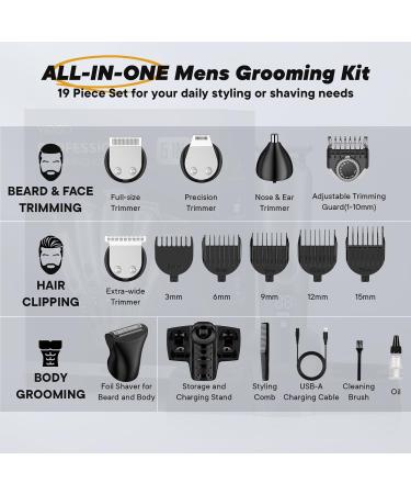 Premium Beard Trimmer for Men - Cordless Rechargeable Waterproof Electric Razor & Grooming Kit with LED Display | Ideal Gifts for Dads & Boys - Buy Online on SooperMarket.com
