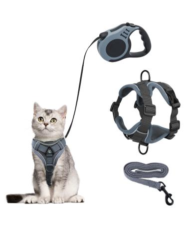 QKTYB cat dishes and cat leash set automatically retractable dogs leash leash with dishes for cats breakout cats leash leash cat dishes set with leash for cats kitten dogs (m gray) m gray