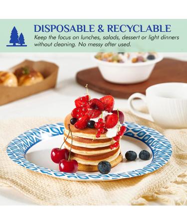 MUCHII 8.375 Inch Disposable Paper Plates 300 Count - Soak-Proof & Cut-Proof for Family Gatherings, Parties, Picnics - 300 Pack - Buy Online on SooperMarket.com
