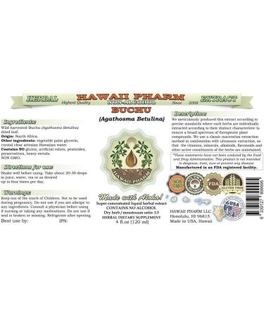 HawaiiPharm Buchu Alcohol-Free Liquid Extract - 2 oz - Agathosma Betulina Dried Leaf Glycerite Herbal Supplement - Buy Online on SooperMarket.com