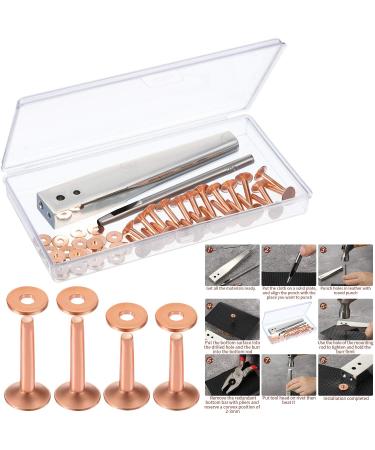 Red Copper Rivet and Burr with Stainless Steel Burr Setter Copper Rivet Fastener Install Setting Tool and Hole Punch Cutter DIY Leather Kit for Belts Wallets Collars Leather Products Craft Making
