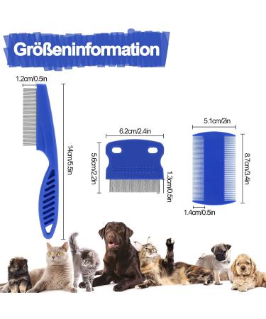 3-Piece Stainless Steel Flea & Lice Comb Set for Dogs & Cats | Pet Care Tools for Effective Tear Stain Removal - Blue - Buy Online on SooperMarket.com