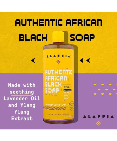 Alaffia Authentic African Black Soap - 4-in-1 Body Wash, Face Wash, Shampoo & Shaving Soap with Fair Trade Shea Butter, Lavender & Ylang Ylang - 32 Fl Oz - Buy Online on SooperMarket.com