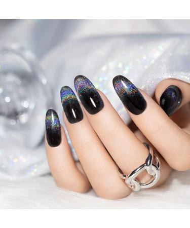 Buy RARJSM Cat Eye Gel Nail Polish - Galaxy Chameleon Magnetic Black Holographic Glitter | UV LED Soak Off for Salon & DIY Manicure Art - 7.5ML - Buy Online on SooperMarket.com