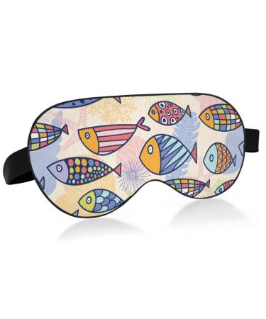 Haskirky Light Blocking Eye Mask Breathable and Adjustable Adult Men and Women Travel on Business Trips Yoga Meditation Light Smooth Comfortable Eye Mask Office Deep Sleep Goodies Colorful Cute Fis