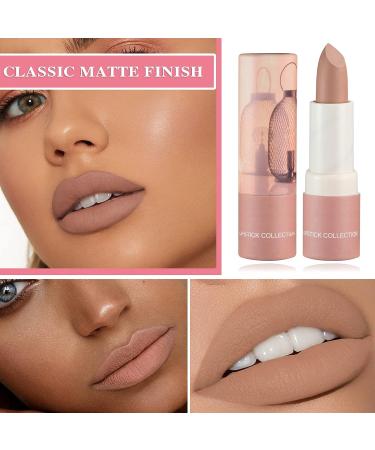 Nude Matte Lipstick Set - Long Lasting, Highly Pigmented, Waterproof Lip Makeup Gift for Women - Buy Online on SooperMarket.com