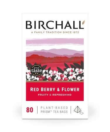 Birchall Tea Bags Red Berry & Flower Tea Gift Caffeine Free Tea Bursting with Full Flavour Perfect Vegan Gifts 80 Plant-Based Prism Tea Bags single 80 Count (Pack of 1)