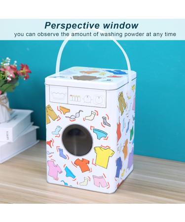 Laundry Detergent Container Powdered Laundry Detergent Container with Perspective Window Lid Laundry Detergent Powder Storage Tin Box Washing Machine Appearance Large Capacity Storage Box - Buy Online on SooperMarket.com