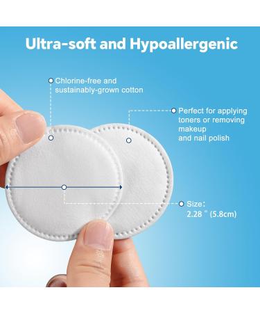 Cotton Rounds for Facial Cleansing & Nail Polish Remover | 100% Pure Hypoallergenic Makeup Pads | Lint-Free & Multi-Layer Design (100 Count - Buy Online on SooperMarket.com