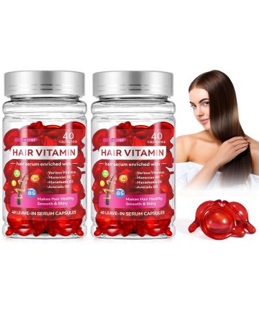 Hair Treatment Serum Hair Treatment Serum Oil Capsules with Vitamins A C E & Pro B5 No Rinse with Moroccan Macadamia Avocado Oils for Hair Repair Moisturizing 2 Bottles(80 Pcs)