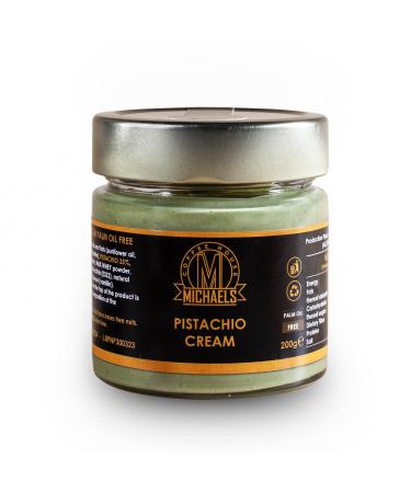 Pistachio Cream 200gr MICHAELS COFFEE HOUSE - Palm Oil Free & Gluten Free Spreadable Pistachio Paste Sweet Ideal on Bread for Cakes Dessert Ice Cream Made in Italy Pistachio Spread