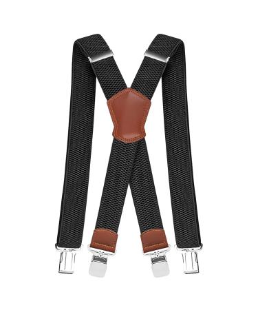 Peoyoye braces for men 4cm wide work pants strong motorcycle pants long x shape 4 metal clips adjustable and elastic unit size for men and women black oranges leather