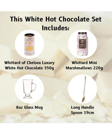 Whittard of Chelsea Luxury White Hot Chocolate Gift Set Bundle with Luxury White Hot Chocolate Mini Marshmallows & Glass Mug with Rose Gold Spoon Hot Chocolate Gifts for Her/Him - Buy Online on SooperMarket.com