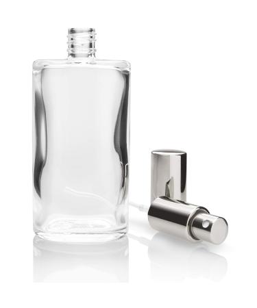 Fantasia Empty Perfume Bottle with Atomizer - 100ml Clear Glass Flakon Refillable Oval Design Silver Cap - Perfect for DIY Fragrance - Buy Online on SooperMarket.com