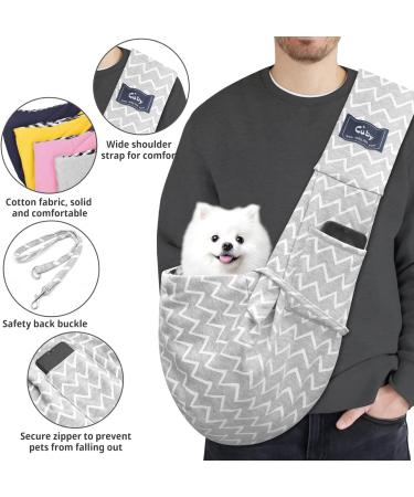 CUBY Reversible Pet Dog Sling Carrier - Hands-free Double-sided Pouch for Puppy and Kitty - Striped Grey - 32x20x8cm - Buy Online on SooperMarket.com