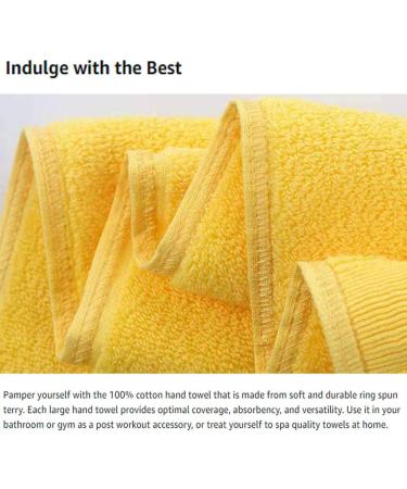RUIBOLU 100% Cotton Ultra Soft Hand Towels - 2 Set, 14x30 Bath, Hand, Face, Gym Towels - Yellow - Buy Online on SooperMarket.com