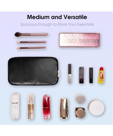Wandering Nature Small Makeup Bag | Eco Vegan Leather in Black | Slip-in Pockets | Ideal for Handbag, Purse, and Travel | Women's Cosmetic Pouch (Patent Pending) - Buy Online on SooperMarket.com