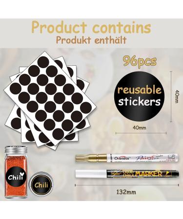 Dzsee Self-Adhesive Round Blackboard Stickers (4cm ) - 96 Waterproof Labels for Jam Glasses + 2 Pens | Perfect for Organizing & Labeling - Buy Online on SooperMarket.com