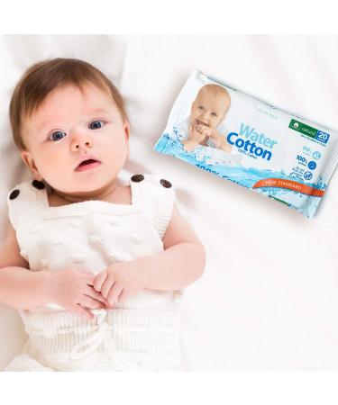 Biodegradable Water Cotton Baby Wipes 3-Pack - Safe for Baby with Sweet Almond Oil and Aloe Vera - 100% Cotton - Buy Online on SooperMarket.com