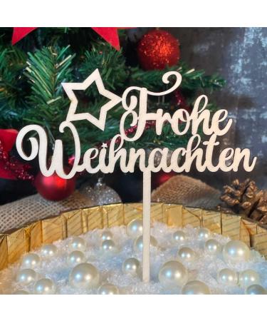 Merry Christmas Star Cake Topper - Wooden Cake Decoration for Christmas Celebrations - Buy Online on SooperMarket.com