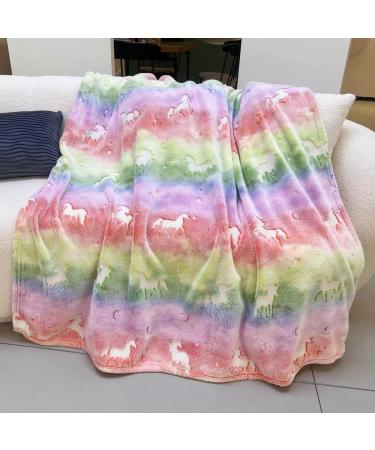 MOYORA Glow In The Dark Dinosaur Throw Blanket - Soft Toy Cozy Flannel Plush - Perfect Birthday Gift for Kids - 50x60 Unicorn - Buy Online on SooperMarket.com