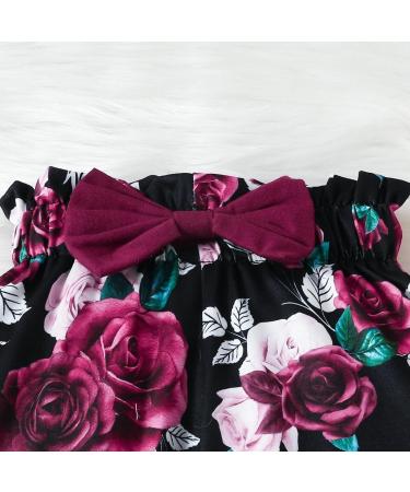 Puseky Toddler Baby Girls Cute Letter Print Shirt and Floral Pant Outfit Set 12-18 Months - Wine Red - Buy Online on SooperMarket.com