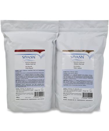 SIVASH Alkaline Bath Salt Set consisting of Salt with Biogold 1400g and Salt with Caffeine 1400g