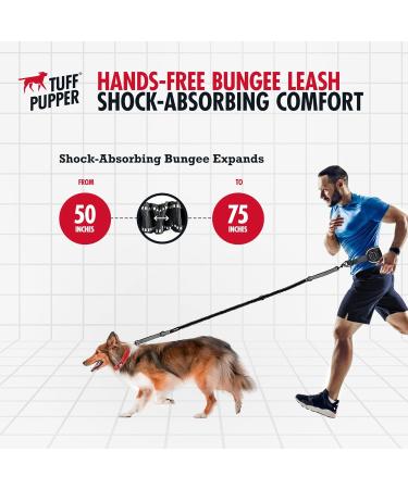 Tuff Pupper Heavy Duty Hands Free Dog Leash | One Large Dog Up to 125 lbs | Comfortable Shock Absorbing Bungee | Reflective Padded Handles | Lumbar Waist Belt 22-45" | Walking Jogging Running Leash One Large Dog (45-125 pounds) - Buy Online on SooperMarket.com