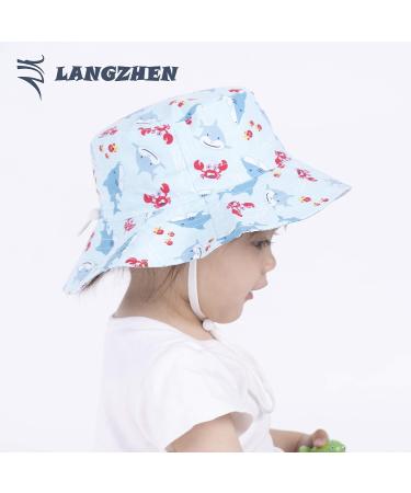 LANGZHEN Baby Girls Beach Sun Hat with Chin Strap - Light Blue, 6-12 Months - Buy Online on SooperMarket.com