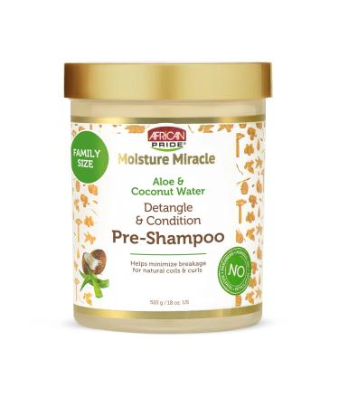 African Pride Moisture Miracle Aloe & Coconut Water Pre-Shampoo - Helps Minimize Hair Breakage for Natural Coils & Curls  Detangles & Conditions  18 oz. Coconut 18 Fl Oz (Pack of 1)
