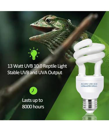 Caldarax 10.0 UVA UVB Bulb - 13W Compact Light for Desert Reptiles | E27 Tortoise Reptile Light for Lizard, Turtle, Snake, Chameleon, Bearded Dragon - Buy Online on SooperMarket.com