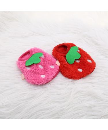 2PCS Strawberry Guinea Pig Winter Apparel Coats - Small Pet Warm Costumes for Rabbits, Ferrets, Chinchillas, Kittens - 3XS - Buy Online on SooperMarket.com