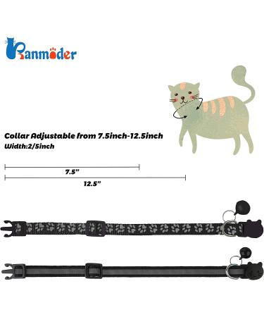 2 Pack Reflective Cat Collar Breakaway with Bell - Personalized Adjustable Safety Collar for Male and Female Cats - Black - Buy Online on SooperMarket.com