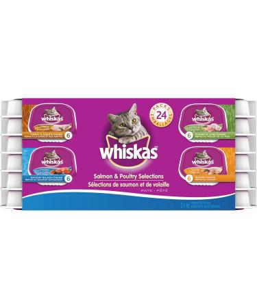 WHISKAS Salmon and Poultry Selections + WHISKAS Meaty Selections Adult Wet Cat Food Pat (36 Pack) Wet Cat Food + Wet Cat Food 12x100g Salmon & Poultry Selections 100 g (Pack of 24) - Buy Online on SooperMarket.com