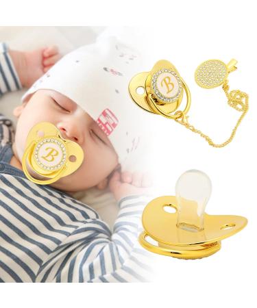 Golden Baby Pacifier - Soft Curved Design Safe Materials 26 Letters Clips for 6-18 Months - Buy Online on SooperMarket.com