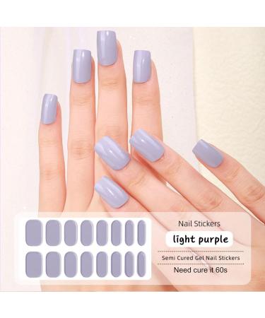 Lilac Gel Nail Strips - 16PCS Self Adhesive Wraps with File & Stick - UV/LED Lamp Required - Buy Online on SooperMarket.com