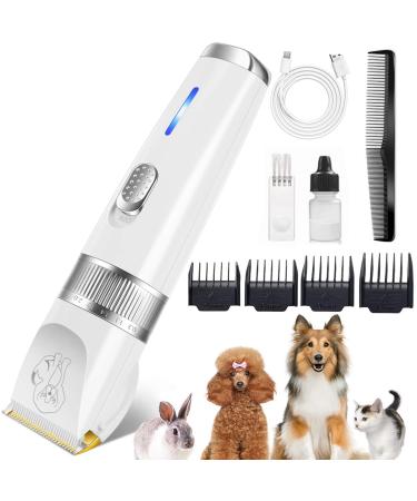Dog Clippers 2-Speed Dog Grooming Kit Dog Hair Trimmer Cat Shaver Low Noise Rechargeable Cordless Pet Clippers for Small Medium Large Dogs Cats