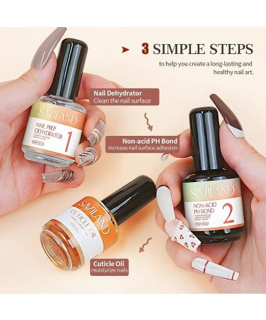 SAVILAND Nail Prep Kit: Dehydrator, Primer & Cuticle Oil Set - 13PCS, Non-Acid PH Bond for Gel Nails - Buy Online on SooperMarket.com