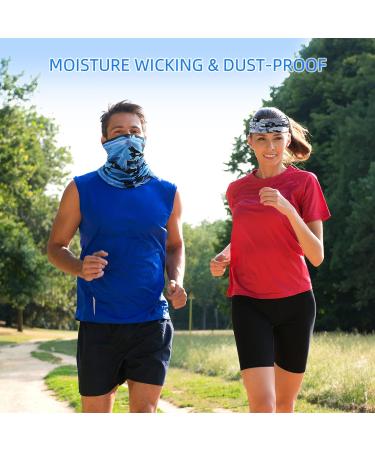 4 Pack Neck Gaiter Face Mask Scarf Bandanas - Breathable Outdoor Headwear for Men Women - Black Blue Navy Army Green - Buy Online on SooperMarket.com