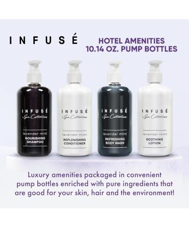 Infuse Lavender Mint Spa Collection Set | 10.14 oz Shampoo Conditioner Hand/Body Wash & Lotion - Luxury Amenities for Hotels & Home - Buy Online on SooperMarket.com