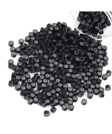 Vlasy 400 Pcs Silicone Micro Rings for I Tip Hair Extensions 4mm Micro Nano Beads Micro Links Hair Beads (Black) Micro-4mm-400Pcs Black