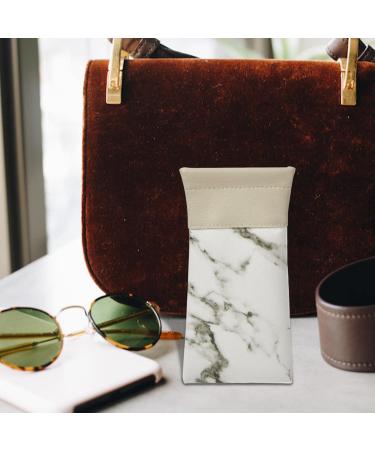Facynde Water-Repellent Sunglasses Case | Marble PU Leather Squeeze Top Bag for Men & Women - Soft Glasses Case in White - Buy Online on SooperMarket.com